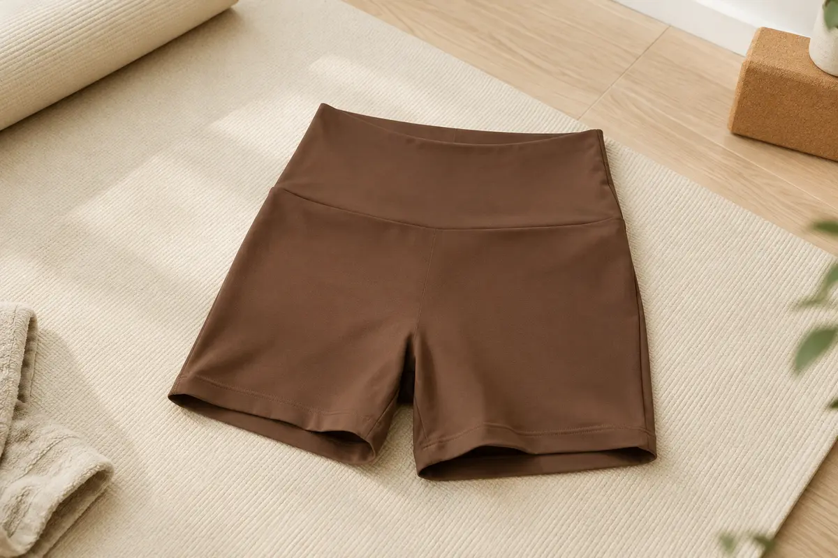 Short cycliste Butterlift brun, à taille haute, avec coupe courte et fronces en V à l’arrière